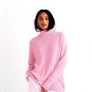 J.Crew Ribbed Pink Turtleneck Cotton Cashmere Sweater Size S